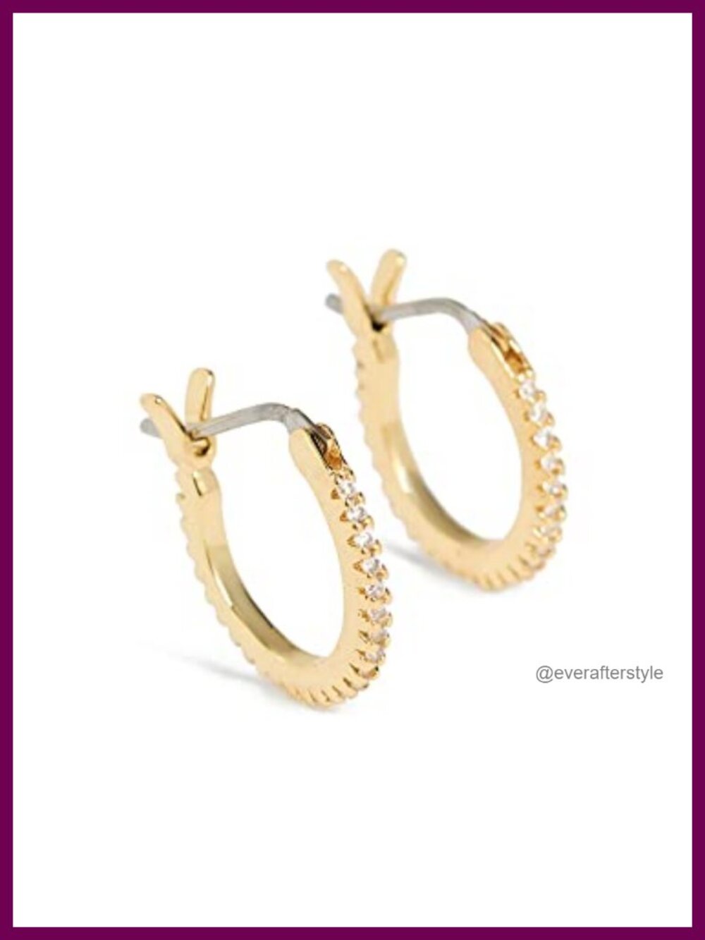 18K Gold Plated Cubic Zirconia Studded Mini Hoop Earrings with Hinge Closure